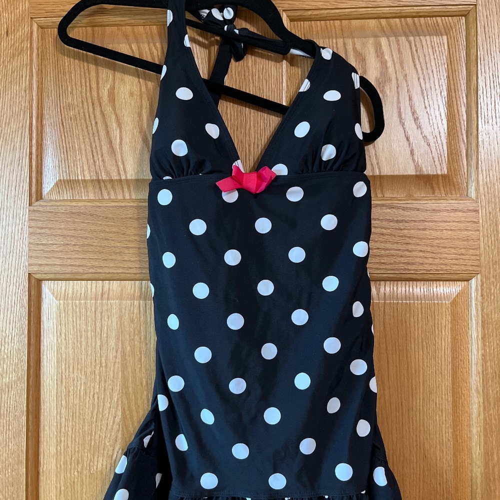 Venus Black with White PokaDots One piece swim suit